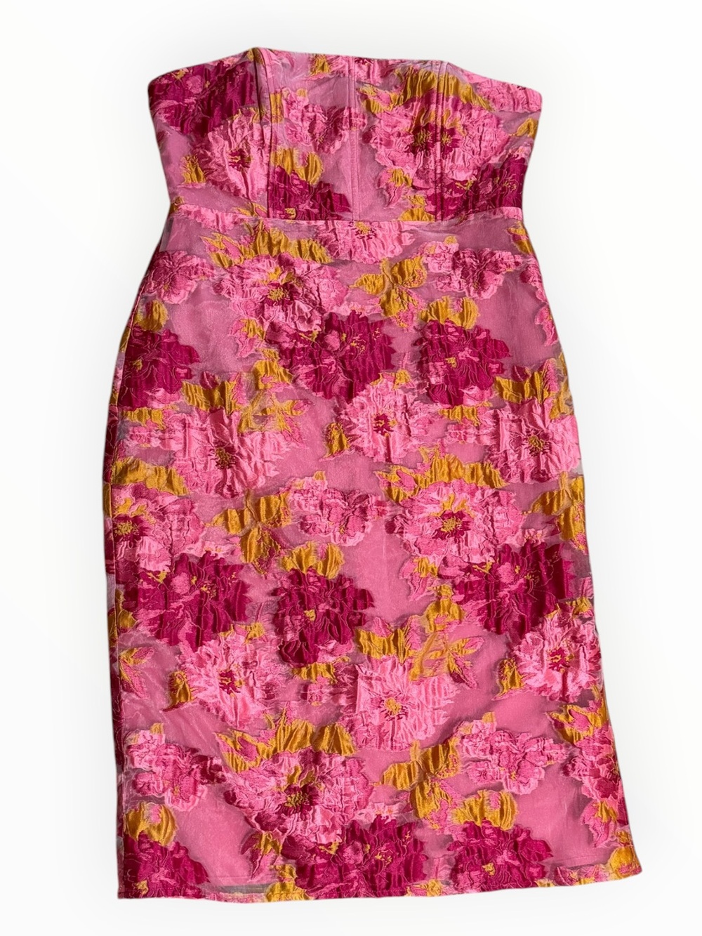 LULUS Upgraded Event Pink Jacquard Strapless Bustier Midi Dress Party Weddijg XL - Picture 5 of 8